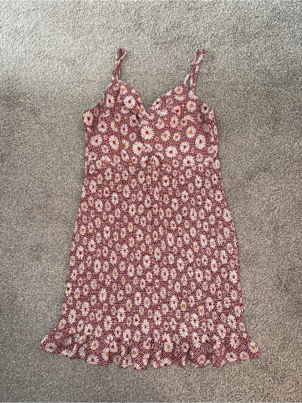 Floral Spaghetti-Strap Mini Dress in Red